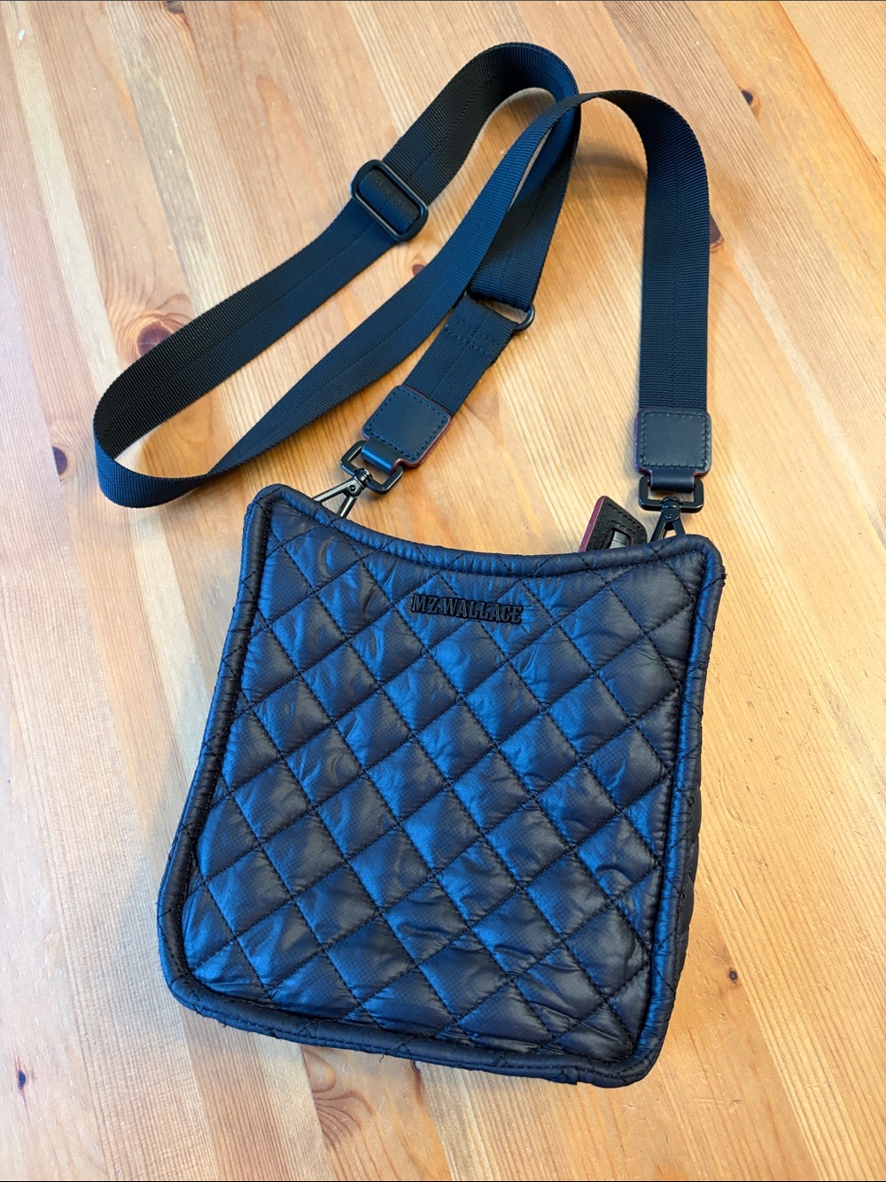 MZ Wallace Black Quilted Messenger Crossbody Bag